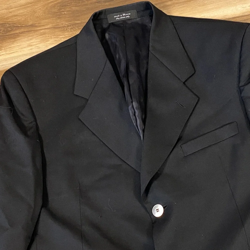 Andrew Fezza Blazer Mens 40S Black Super 100s Wool 3 Button Sport Coat 40SH - Picture 6 of 11